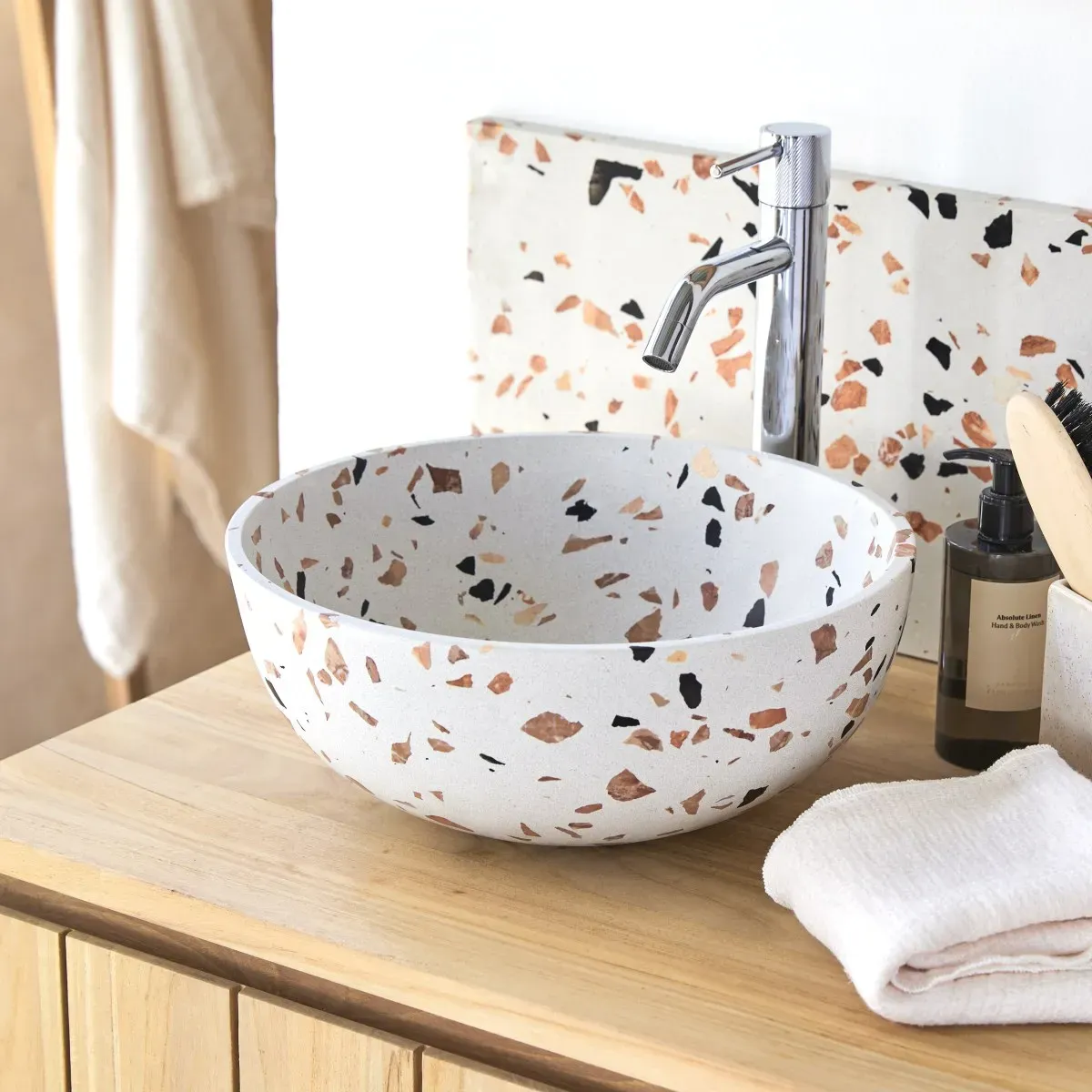 Waschbecken Elea aus Premium-Terrazzo Brown