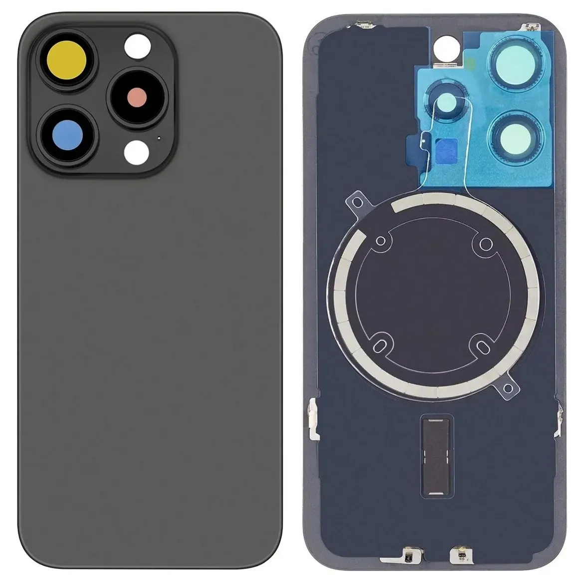 Akkudeckel Backcover für iPhone 15 Pro Titan Magnet Linse Glas Metallplatte #AS137384
