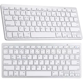 Bluetooth Tastatur Kabellose Wireless Keyboard mit Tasten QWERTY Natürliches Tippen 2,4 GHz Funkverbindung Kompatibel mit PC Notebook Laptop Retoo