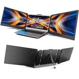 KEFEYA Tragbarer Monitor für Laptop, 14" FHD 1080p HDR Display Laptop Bildschirm Erweiterung, Kompatibel mit 13"-17,3" Mac Windows Chrome