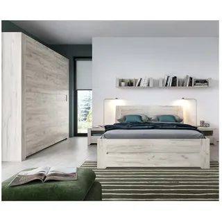 Lomadox Schlafzimmer-Set AMANTEA-129, (Spar-Set, 6-tlg), mit Bett 160x200cm, Craft Eiche weiß weiß