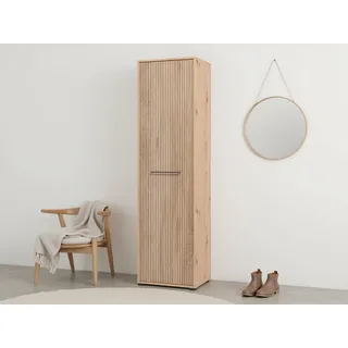 INOSIGN Garderobenschrank »Landes Kleiderschrank, Stauraumschrank, Flurschrank, Höhe 198 cm«, Fronten in Artisan Eiche mit Streifen, mit einer Kleiderstange, braun