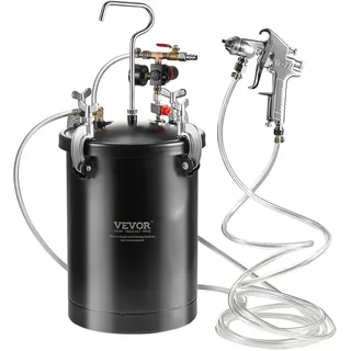 Vevor Druckbehälter für Sprühfarbe, 15 L Druckbehälter, 60 psi einstellbarer Druck, Stahl-Druckbehälter-Farbbehälter mit Spritzpistole, Schläuchen, Druckmesser, für Heimdekoration, Industrielackierung