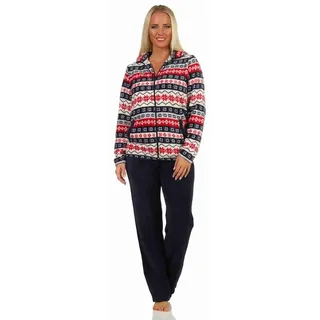 normann-wäschefabrik Toller Damen Hausanzug aus Coralfleece in wunderschöner winterlichen Optik - 202 216 959, Farbe:rot, Größe:44/46 - 44-46