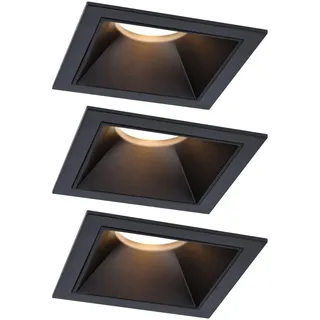 Paulmann LED Einbauleuchte 3-Step-Dim Cole Coin Basisset IP44 eckig 88x88mm 3x6W 3x470lm 230V 2700K Schwarz
