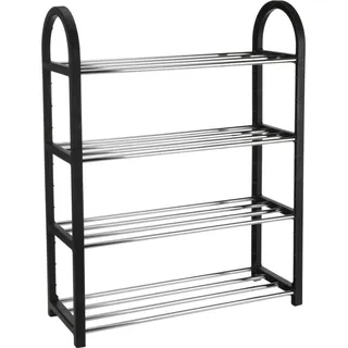 H&S Decoration Schuhregal, Schwarz - Metall - B 50 cm - 4 Ablagen