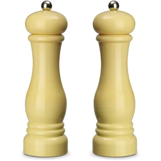 Echtwerk 2-teiliges Gewürzmühlen Set, Salz- und Pfeffermühle aus hochwertigem ABS-Kunststoff, Keramikmahlwerk, Manuelle Mühle, Ideal für Gewürze wie Pfeffer, Salz und Chili, Creme, 21 cm