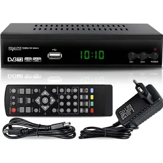 hd-line Tempo 4000 A DVBT2 Receiver Full HD 1080P 4K für TV (HEVC/H.265 HDMI SCART, USB 2.0, DVBT-2, DVB-T2, DVB T2, DVBT 2), Reciver, Resiver, Empfänger, Schwarz, tmp4000