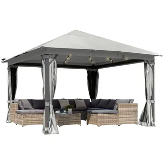 Brast Pavillon Infinity 3x4m Hellgrau inkl. Moskitonetz | LEDs
