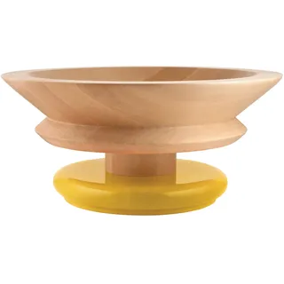 Alessi Piccoli Monumenti per Grandi Paesaggi ES15 – Design-Mittelstück aus Lindenholz mit Farbigem Sockel, Gelb