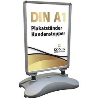 Dreifke Plakatständer Keitum Wind Line DIN A1 silber| beidseitig für 2 Plakate | stabiler Werbeaufsteller für Wind und Wetterfester Kundenstopper Aufsteller