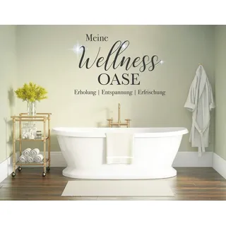 tjapalo® pkm454 Wandtattoo Wellness Oase Wandsticker Badezimmer Wellness Oase Wandtattoo Badezimmer Sprüche Erholung Entspannung inkl Kristalle, Farbe: hellbraun, Größe: B100xH58cm