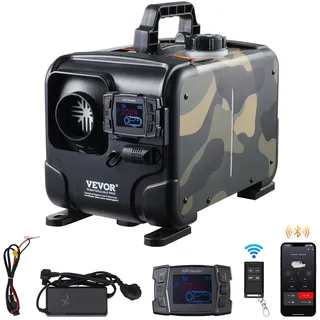 Vevor 8 kW Dieselheizung 12 V / 24 V All in One Diesel-Luftheizung mit Bluetooth-App & Fernbedienung & Anzeigebildschirm & CO-Alarm, schnell aufheizende horizontale tragbare horizontale Dieselheizung