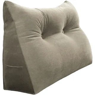 Vercart - Großes Keil Lesekissen, Langes Bettruhe Rückenkissen, Dekoratives Kopfteilkissen, Dreieckiges Positionierungs Körperkissen Für Tagesbett Oder Couch, Samt Bräunen, 80cm - Bräunen