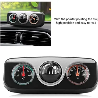 allauve Multifunktionale Kompass-Armaturenbrett-Navigation, 3-in-1-Auto-LKW-Richtungsthermometer-Hygrometer
