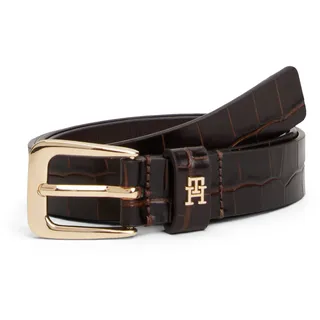 Tommy Hilfiger Ledergürtel »TH LIBRE 2.5 cm breit CROC« mit TH Monogramm Gr. 75, Rich walnut, , 56565412-75