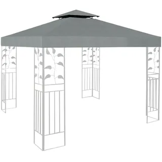 Pavillondach 3x3m Wasserdicht Doppeldach Schutzhaube Pavillon Ersatzbezug Gartenpavillon Ersatzdach Sturmfest Partyzelt Ersatzbezug (Grau, 3 x 3m)