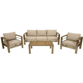 Loungeset Lounge Alulounge Gartengarnitur CANNES 4-teilig Aluminium geübrstet
