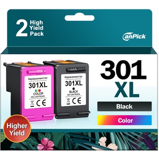 canpick 301 XL Druckerpatronen Multipack Ersatz für HP 301 Druckerpatronen Schwarz und Farbe 301XL für HP Envy 4500 4504 5530 4502 5532 Deskjet 2540 2549 2050 2544 1050 Officejet 2620 2622 4630,2-Pack