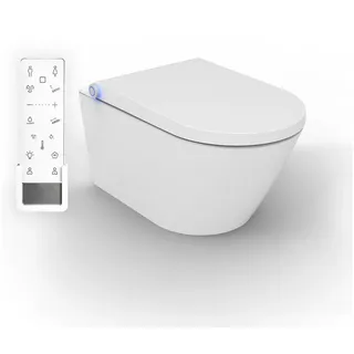 Bernstein Dusch-WC Pro+ 1102 Weiß, Spülrandloses Hänge-WC mit Bidet Funktion - Komplettanlage mit Fernbedienung Absenkautomatik selbstreinigende Düse
