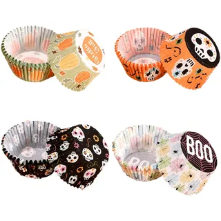 animacoser Halloween-Spezial! 400 Stück Skelett-, Kürbis- und Spinne-Papier-Muffinförmchen - Das Must-Have für das Familienbacken und Party-Cupcakes!