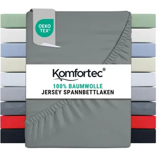 Komfortec Spannbettlaken Jersey 90 x 200 cm grau