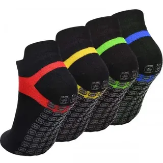 volumoon Anti-Rutsch-Socken, 4 Paare Yoga Socken für Frauen und Männer, Pilates Rutschfeste Socken mit Noppen, für Yoga, Pilates, Krankenhaus, Barre Oder Heimsport und Bewegung - M