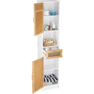 Relaxdays 10021846 Badschrank, Weiß/Braun, 180 x 30 cm)
