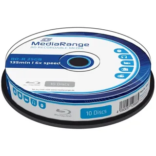 MediaRange BD-R 25GB 6-fache Schreibgeschwindigkeit, 10er Pack, MR499