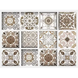Home Affaire Fliesenaufkleber Ornamente 12 Stück 15 cm x 15 cm selbstklebend