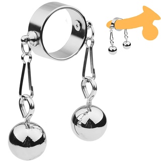 Edelstahl Penisring 15Mm Dick Eichelring Hodenring Mit 2 Gewicht Kugel & Langer Metallkette Für Männer Penis Eichel Trainings Cock Ring Hodenstrecker Ball Stretcher Sex Spielzeug,Ohne kette,28mm