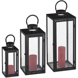 Relaxdays Relaxdays, Laterne, 3tlg. Laternen-Set (21 x 21 x 63 cm, 1 x)
