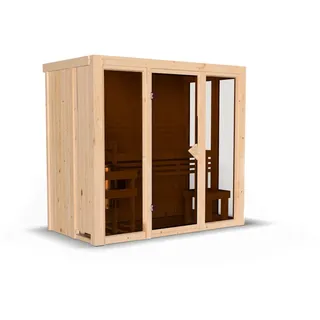 Karibu Sauna Irava 2 - 68 mm Systemsauna - 230 Volt Plug & Play Bronzierte Ganzglastür Ohne Dachkranz Ohne Ofen
