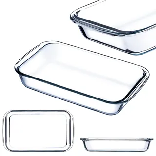 Kadax rechteckige Auflaufform aus Glas, Geschirr zum Braten, (Transparent 1,5L) ...