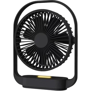 Ventilator, Ventilator Leise, Wiederaufladbarer USB Fan, Lüfter mit 4-Drehzahl, Tischventilator sehr Leise, Ventilatoren mit Nachtlicht, 330° Rotations Wentilator für Schlafzimmer Büro Nachttisch