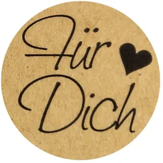 Ideen mit Herz Kraftpapier-Sticker | Für Dich | Ø 2,5cm | Etiketten-Aufkleber auf Rolle | 500 Stück | ideal für Hochzeit, Geburtstag, Dankeskarten, Einladungen, Grußkarten