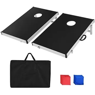 Costway Cornhole Boards, Wurfspiel Geschicklichkeitsspiel für Kinder&Erwachsene, Sandsack Spielbrett mit klappbarem Design & Griff, Strandspiel