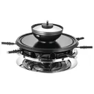 Unold Raclette 8 Fonduegabeln, 8Pfännchen, Antihaftbeschichtung, stufenloser Temperaturregler Edelstahl, Schwarz