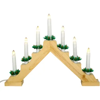 Nipach GmbH Schwibbogen aus Holz 7 LED Lichterbogen Dreieckform - Leuchtfarbe: warm-weiß Leuchtbogen Weihnachtsbeleuchtung Weihnachtsdeko Xmas