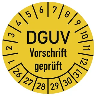 Dreifke Dreifke® Prüfplakette DGUV Vorschrift geprüft,2026-2031,Dokumentenfolie,Ø30 mm,10 Stück/Bogen