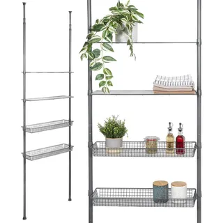 bremermann Teleskop-Regal,, Grau, Metall, 71.5x290x20 cm, Küchen, Küchenmöbel, Küchenregale
