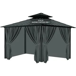 Pavillon, universeller Ersatz-Sichtschutzvorhang, 30,5 x 30,5 cm, Pavillon-Vorhänge, wasserdicht, 4 Paneele, Seitenwand mit Reißverschluss für Terrasse, Garten und Hinterhof (nur Vorhänge, 30,5 x 30,5