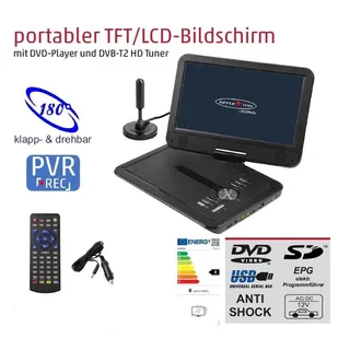 Reflexion DVD1025 mit 10 Zoll portabler DVD Player mit DVB-T2 HD und Akku