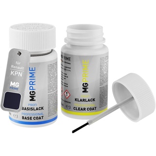 MG PRIME Autolack Lackstift Set für Renault KPN Gris Titanium Nacre Metallic/Titanium-Grau Perleffekt Basislack Klarlack je 50ml