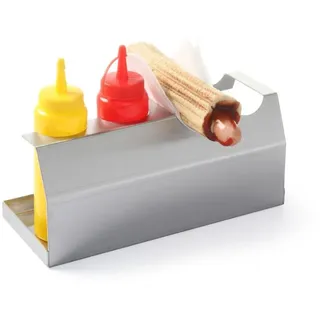 HENDI Hotdog Halter, für 4 Hotdogs, für HENDI Spederflaschen 70cl, 260x110x(H)118mm, Edelstahl 260x110x115 mm
