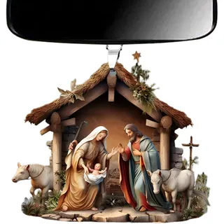 Smileshiney Krippenornamente | Die Geburt Jesu | Weihnachtskrippe Christbaumschmuck Acryl 3D Krippe Anhänger Festlich Stabil Memorial Ornament für Zuhause