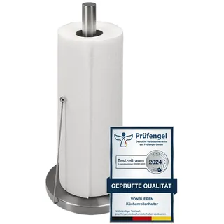 VonBueren Küchenrollenhalter stehend 32 x 15 cm VonBueren | Edelstahl | Küchenpapierhalter Silber | Papierrollenhalter Küchenrolle | Halter für Küchenrollen | für Arbeitsplatte
