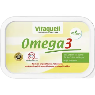 Vitaquell Omega 3 Pflanzen-Margarine, 250 g mit essentiellen Fettsäuren und DHA