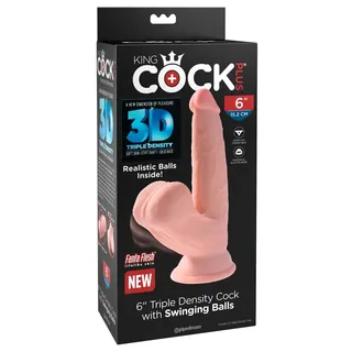 KING COCK PLUS King Cock 6" Triple Density With Swinging Balls, Light, 19,5 cm