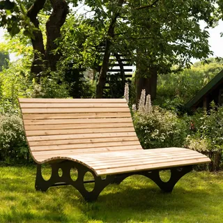 Home Deluxe Doppelliege Wellenholzliege 114 x 150 x 157 cm Beige